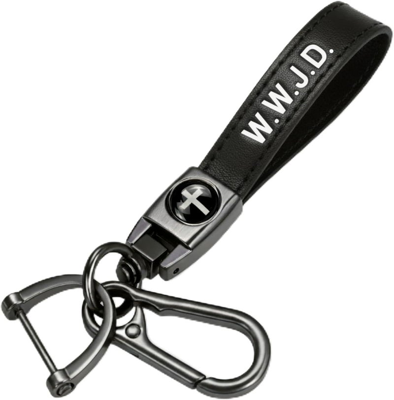 TLOEP Christian Leather Cross Keychain for Men & Women - God Is Greater Than the Highs and Lows Key Ring, Faith Gift - Image 1